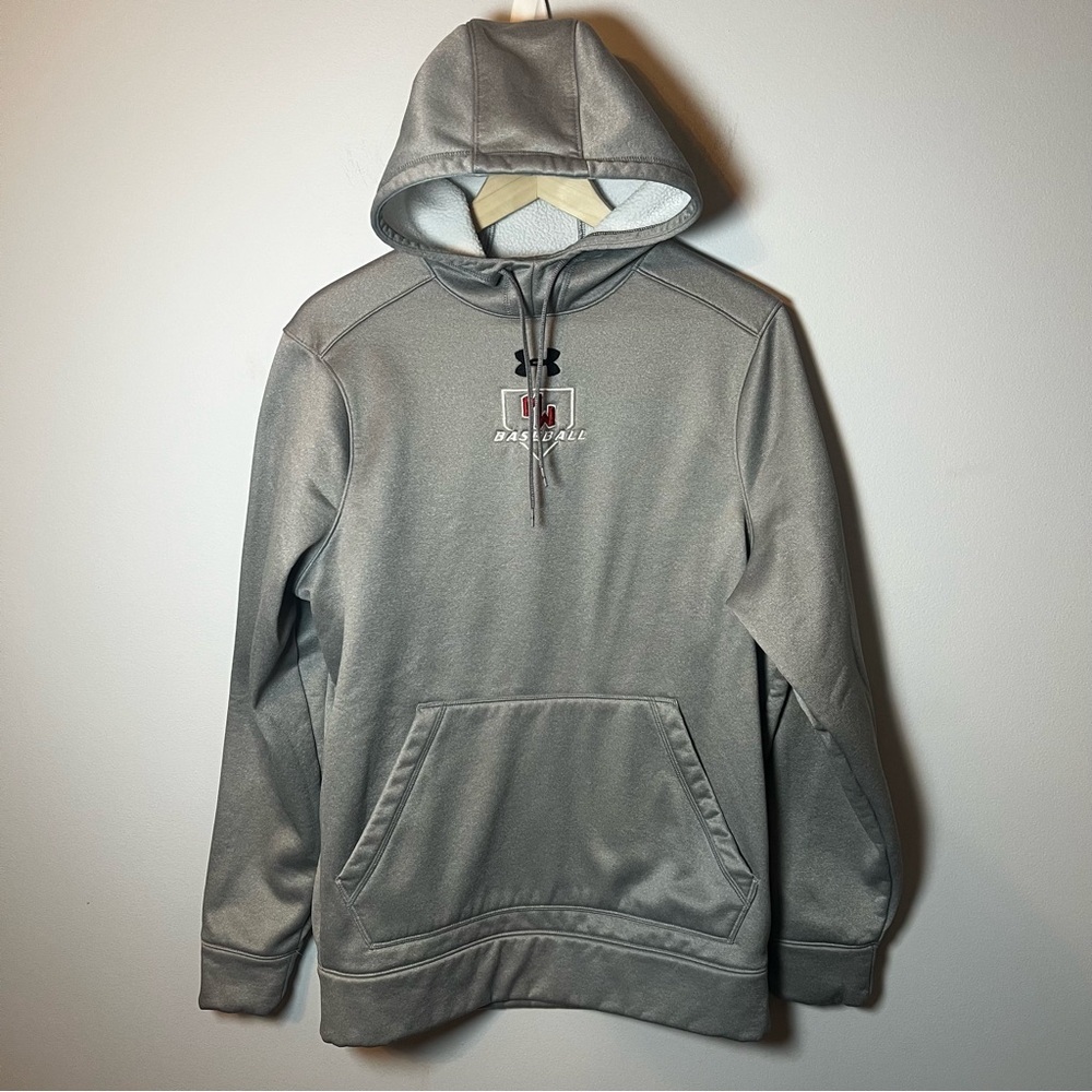 Under Armour UA Hoodie Men’s S Gray Loose Fit Pullover Sweatshirt MW Baseball